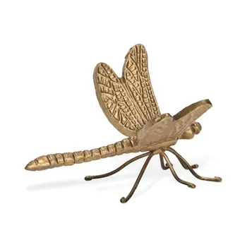 6" Antiqued Gold Cast Iron Dragonfly Figurine