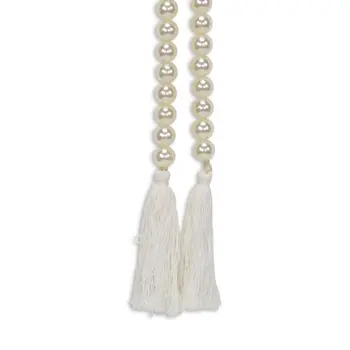 24" White Pearl Beads Decorative Tassel