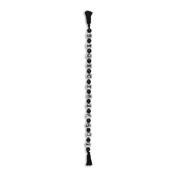 48" Black And Silver Bling Bling Beads Decorative Tassel