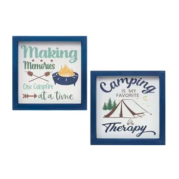 Set Of Four N And A Dark Blue Framed Wall Art