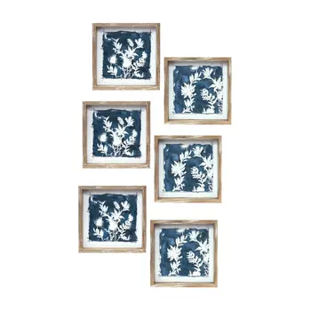 Set of Six N And A Natural Floater Frame Wall Art