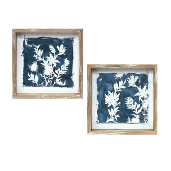 Set of Six N And A Natural Floater Frame Wall Art