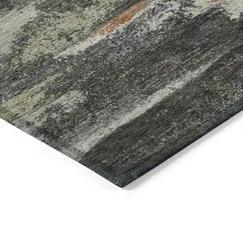 3' X 5' Charcoal Copper And Ivory Abstract Washable Indoor Outdoor Area Rug