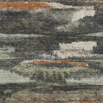 5' X 8' Charcoal Copper And Ivory Abstract Washable Indoor Outdoor Area Rug