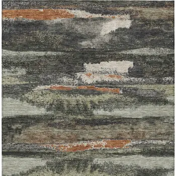 8' X 10' Charcoal Copper And Ivory Abstract Washable Indoor Outdoor Area Rug
