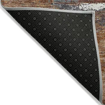 5' X 8' Copper Rust And Ivory Abstract Washable Indoor Outdoor Area Rug