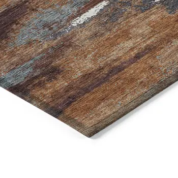 5' X 8' Copper Rust And Ivory Abstract Washable Indoor Outdoor Area Rug