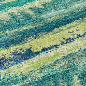 3' X 5' Emerald And Lime Green Abstract Washable Indoor Outdoor Area Rug