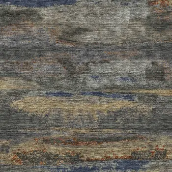 5' X 8' Graphite And Gray Abstract Washable Indoor Outdoor Area Rug