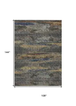 9' X 12' Graphite And Gray Abstract Washable Indoor Outdoor Area Rug