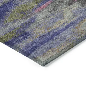 10' X 14' Lavender Pink And Blue Abstract Washable Indoor Outdoor Area Rug