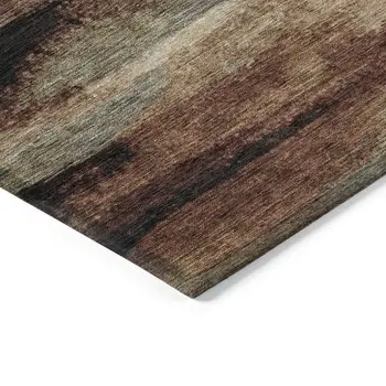 8' X 10' Brown Beige And Burgundy Abstract Washable Indoor Outdoor Area Rug