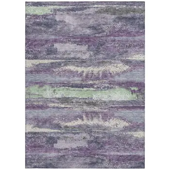 5' X 8' Purple And Lavender Abstract Washable Indoor Outdoor Area Rug