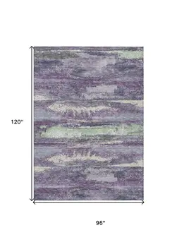 8' X 10' Purple And Lavender Abstract Washable Indoor Outdoor Area Rug