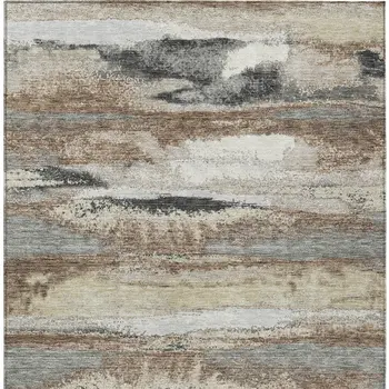 5' X 8' Taupe Beige And Ivory Abstract Washable Indoor Outdoor Area Rug