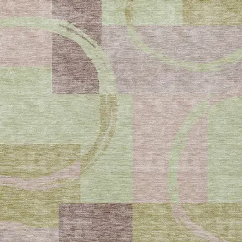 5' X 8' Blush And Mint Green Abstract Washable Indoor Outdoor Area Rug