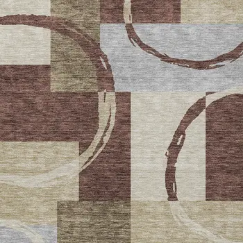 8' X 10' Brown And Ivory Geometric Washable Indoor Outdoor Area Rug