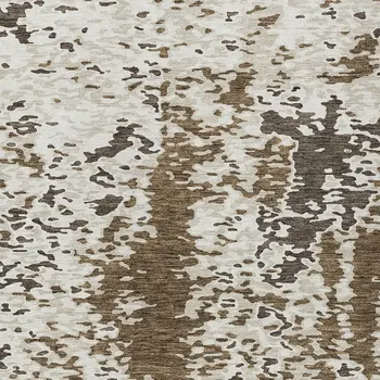 3' X 5' Brown And Ivory Abstract Washable Indoor Outdoor Area Rug