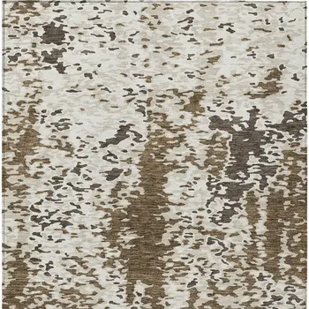 5' X 8' Brown And Ivory Abstract Washable Indoor Outdoor Area Rug