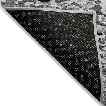 8' X 10' Gray And Silver Abstract Washable Indoor Outdoor Area Rug