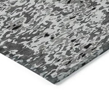 8' X 10' Gray And Silver Abstract Washable Indoor Outdoor Area Rug