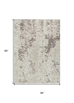 3' X 5' Ivory And Beige Abstract Washable Indoor Outdoor Area Rug