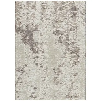 8' X 10' Ivory And Beige Abstract Washable Indoor Outdoor Area Rug