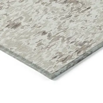 8' X 10' Ivory And Beige Abstract Washable Indoor Outdoor Area Rug
