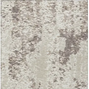 9' X 12' Ivory And Beige Abstract Washable Indoor Outdoor Area Rug