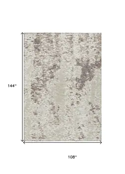 9' X 12' Ivory And Beige Abstract Washable Indoor Outdoor Area Rug