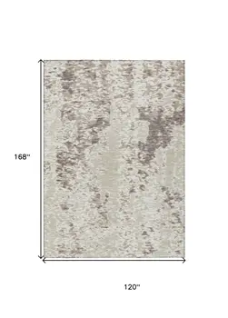 10' X 14' Ivory And Beige Abstract Washable Indoor Outdoor Area Rug