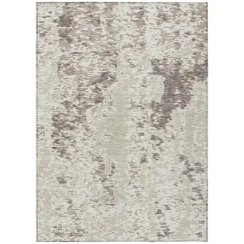 10' X 14' Ivory And Beige Abstract Washable Indoor Outdoor Area Rug
