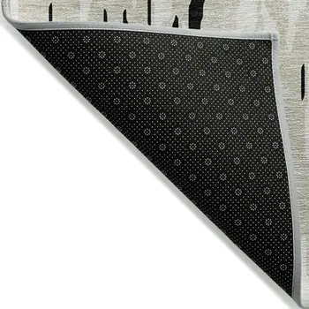 5' X 8' Black And Ivory Abstract Washable Indoor Outdoor Area Rug