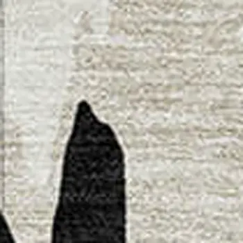 9' X 12' Black And Ivory Abstract Washable Indoor Outdoor Area Rug
