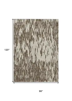 8' X 10' Brown And Ivory Abstract Washable Indoor Outdoor Area Rug