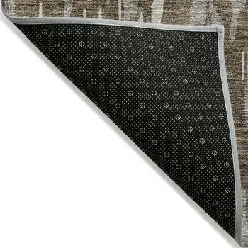 10' X 14' Brown And Ivory Abstract Washable Indoor Outdoor Area Rug