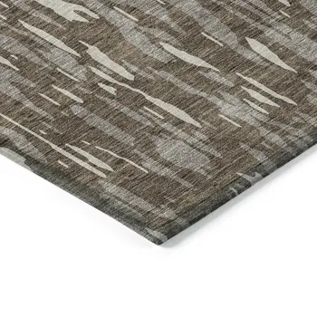 10' X 14' Brown And Ivory Abstract Washable Indoor Outdoor Area Rug