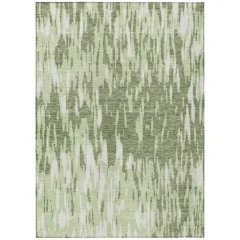 3' X 5' Green And Ivory Abstract Washable Indoor Outdoor Area Rug