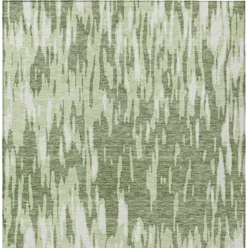 5' X 8' Green And Ivory Abstract Washable Indoor Outdoor Area Rug