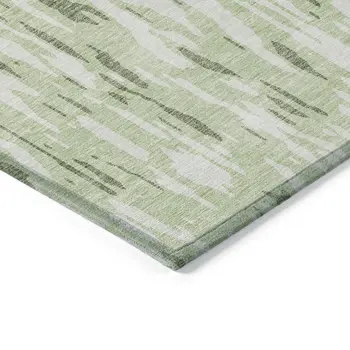 8' X 10' Green And Ivory Abstract Washable Indoor Outdoor Area Rug
