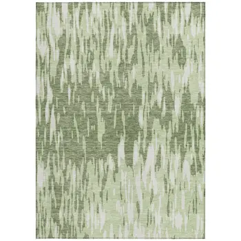 8' X 10' Green And Ivory Abstract Washable Indoor Outdoor Area Rug
