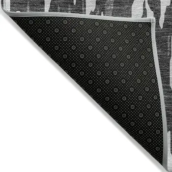 5' X 8' Gray And Ivory Abstract Washable Indoor Outdoor Area Rug