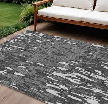 10' X 14' Gray And Ivory Abstract Washable Indoor Outdoor Area Rug