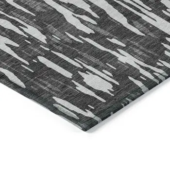 10' X 14' Gray And Ivory Abstract Washable Indoor Outdoor Area Rug