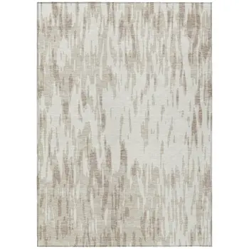 5' X 8' Ivory And Off White Abstract Washable Indoor Outdoor Area Rug