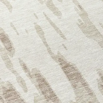 8' Ivory And Off White Round Abstract Washable Indoor Outdoor Area Rug