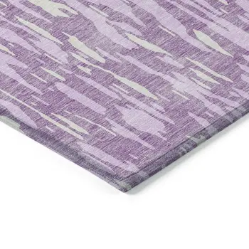 3' X 5' Lavender And Ivory Abstract Washable Indoor Outdoor Area Rug