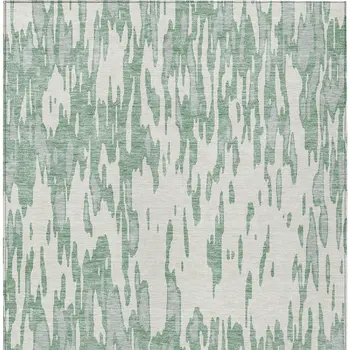 3' X 5' Sage And Ivory Abstract Washable Indoor Outdoor Area Rug