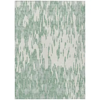 3' X 5' Sage And Ivory Abstract Washable Indoor Outdoor Area Rug