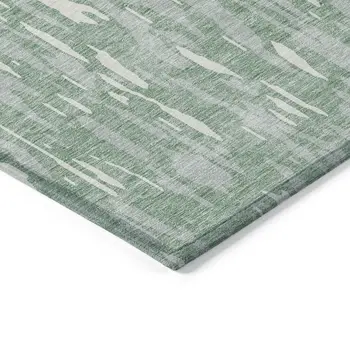 3' X 5' Sage And Ivory Abstract Washable Indoor Outdoor Area Rug